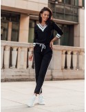 Black women\'s tracksuit set with a deep neckline FK553 - Online store - Boutique